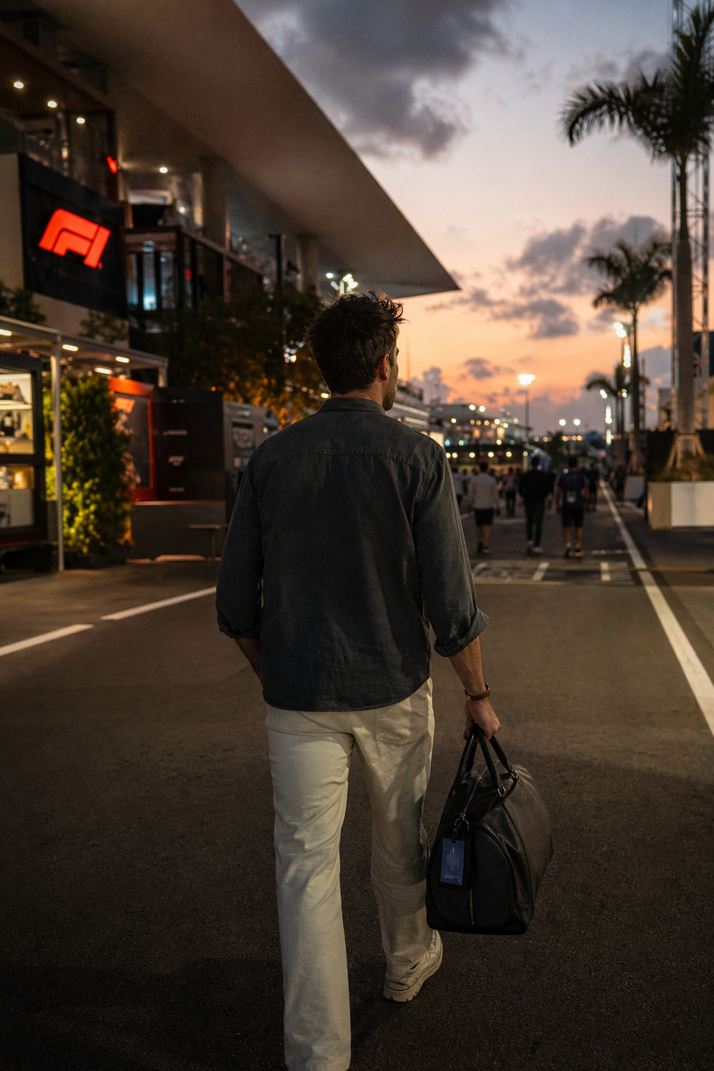 F1 Miami — Dusk exit